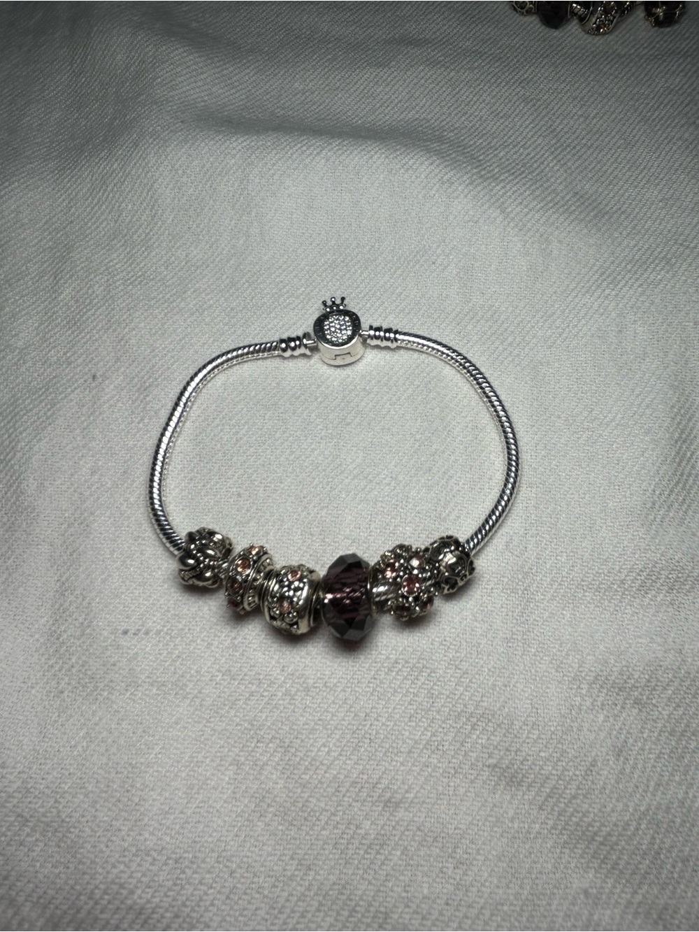 Pandora Silver Snake Chain Charm Bracelet with Charms